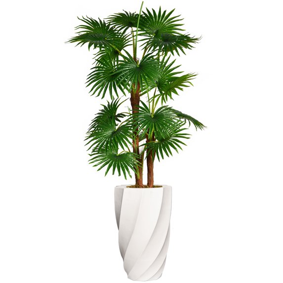 Vintage Home Artificial Faux Real Touch 5.67 Feet Tall Fan Palm Tree With Burlap kit And Fiberstone Planter