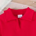 thumbnail image 6 of GYRATEDREAM Toddler Baby Girls Skirt 3Pcs Set Little Kids Lapel Long Sleeve Pit Strip Ribbed T Shirt Top Plaid Pleated Mini Skirt with Belt Outfits Fall Winter Clothes for 12 Months-5 Years Red, 6 of 8