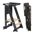 thumbnail image 4 of Little Partners Learn 'N Fold Learning Tower, Foldable Toddler Tower Baby Kitchen Stool - Kitchen Stool Helper Adjustable Ladder for Kids Ages 2 to 6 - Charcoal with Natural, 4 of 12