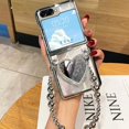 thumbnail image 4 of Sparkle Magnetic Case for Samsung Galaxy Z Flip 5 2023 with Chain, Women Girls Cute Bling Glitter Phone Case Love Electroplated Mirror 3D Handmade with Bracelet Keychain, 4 of 6