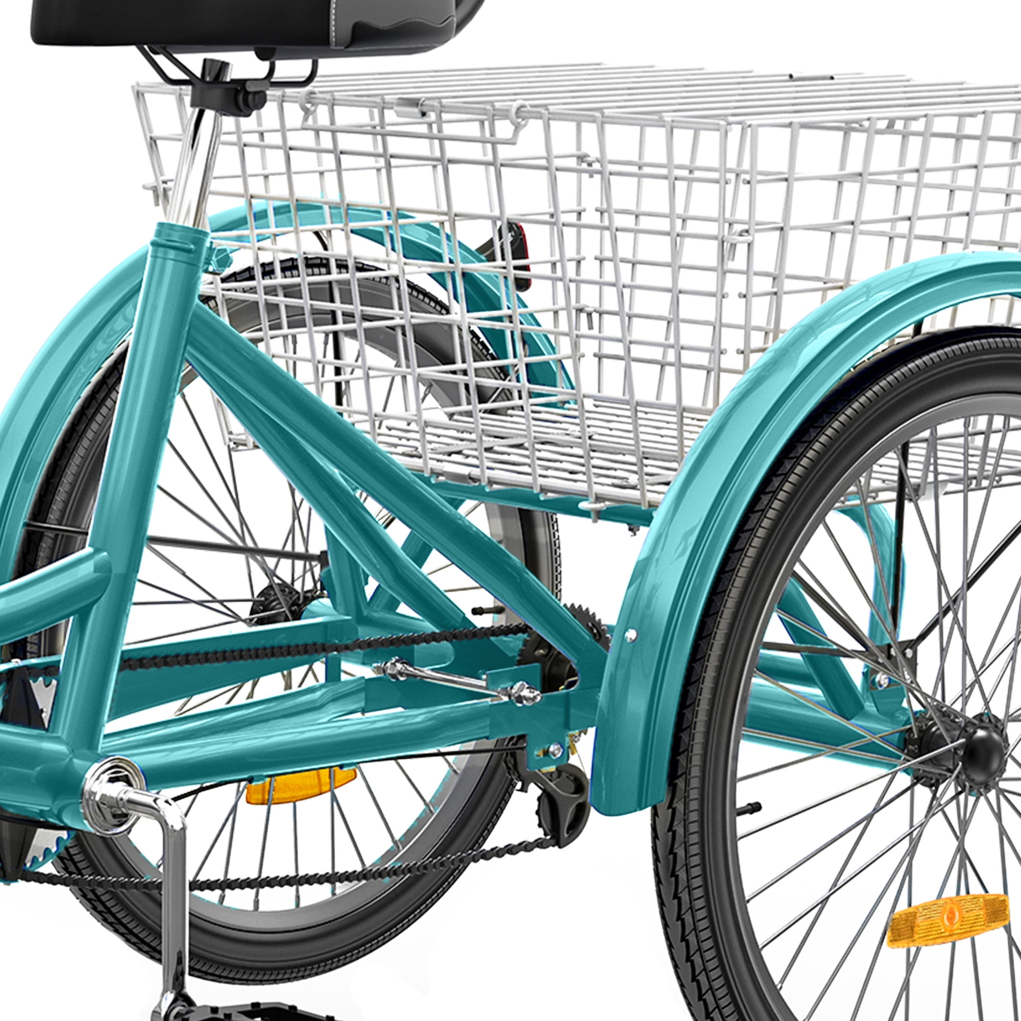 ModFusion Shimano 24" 7-Speed Adult Tricycle, 3-Wheel Bike with Removable Basket, Mint Green