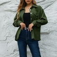 thumbnail image 6 of Lovskoo 2024 Long Sleeve Shirts for Women Corduroy Button Down Shirt Casual Print T-Shirts Single Breasted Fall Spring Loose Shirt Tops Blouse Olive Green, 6 of 7