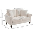 thumbnail image 3 of Fithood Solid Wood Gourd Foot Curved Armrest Indoor Two-Seater Sofa Creamy-White, 3 of 5