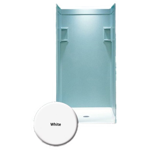 36 in. x 72 in. 3piece Easy Up Adhesive Shower Wall Panel in White