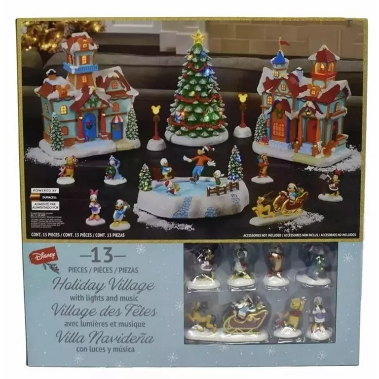 Disney Holiday Village 13-piece Christmas Set With Santa, Micky