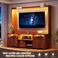thumbnail image 5 of EnHomee 70"TV Stand with LED Lights & Charging Station,Modern Entertainment Center with 4 Shelves & 2 Magnetic Doors for Spacious Living Room Storage,Wood,Walnut Brown, 5 of 10