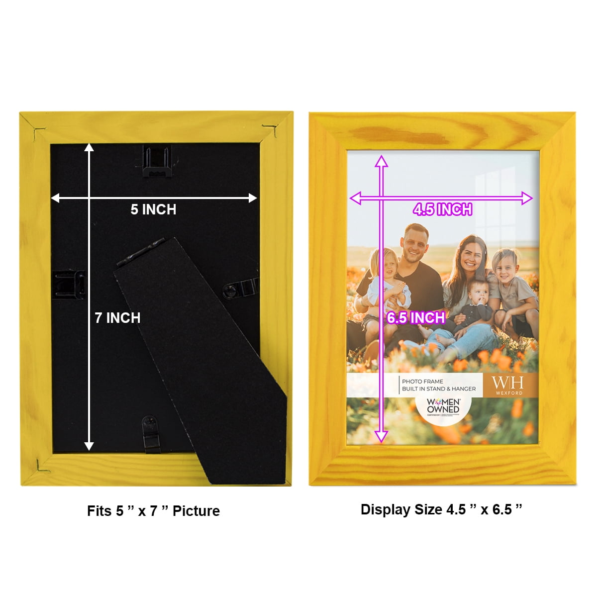 Woodgrain 5 in. x 7 in. Sunflower Yellow Picture Frame