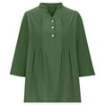 thumbnail image 6 of Taqqpue Summer Cotton Linen Shirts for Women Button V Neck 3/4 Sleeve Tops Loose Vacation Beach Solid Blouses Tunic Tops, 6 of 7