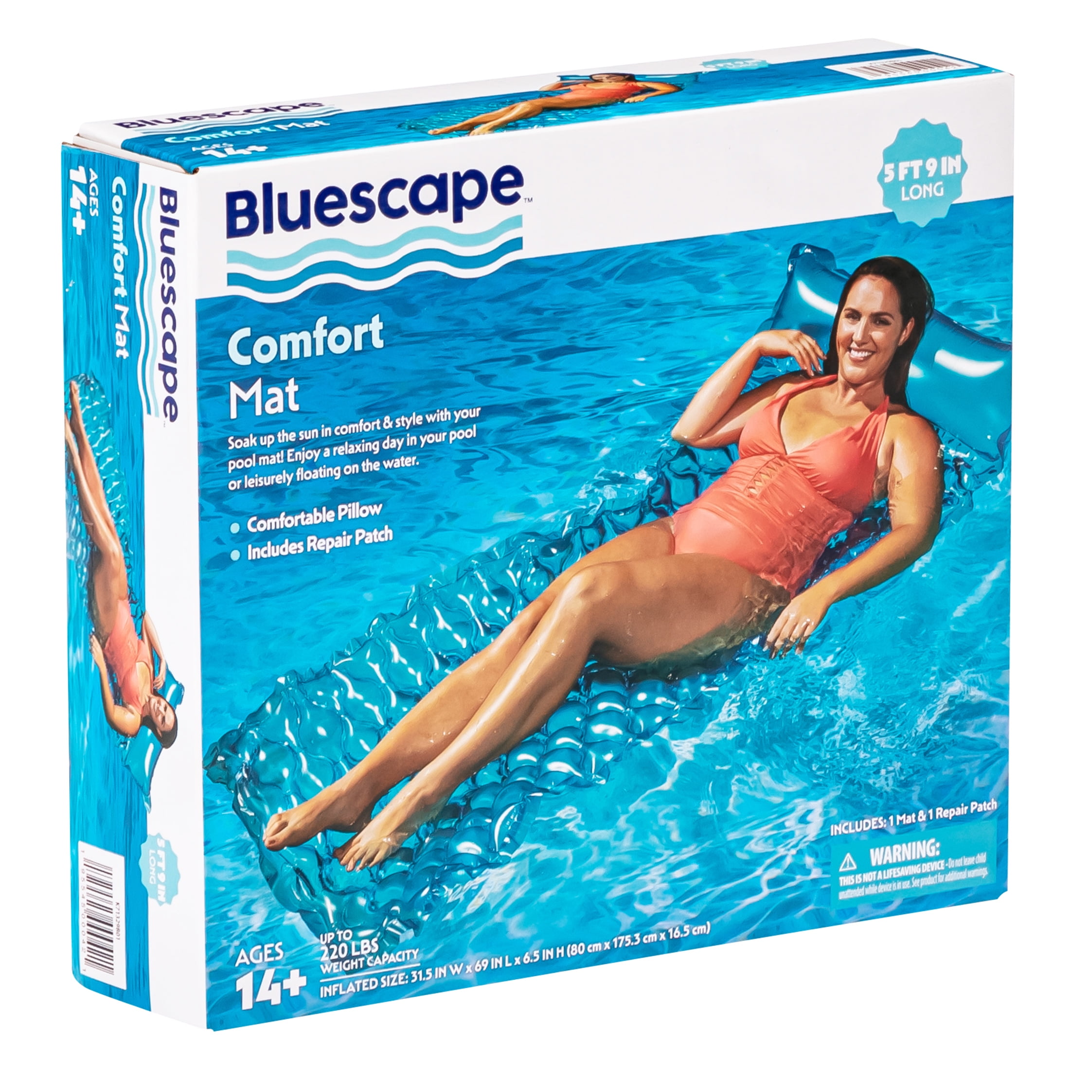 Bluescape Blue Neon Comfort Inflatable Water Mat, Pool Float, Age 14 & up, Unisex