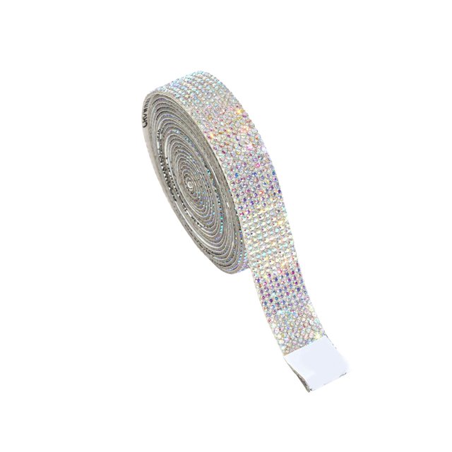CSChome Self-adhesive Ribbon Self-adhesive Faux Crystal Rhinestones Needlework Hot Fix Chain Sticker Ribbon DIY Gift Wrapping Package Party Decoration