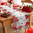thumbnail image 5 of Valentine's Day Table Runner Red Pink Love Heart Table Runners Eucalyptus Leaves Wreath Cotton Linen Dresser Scarf Kitchen Dining Table Decor for Valentines Wedding Party Decor 13x72 Inch, 5 of 9