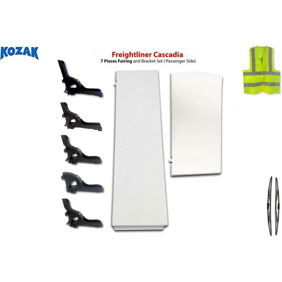 Compatible with Freightliner Cascadia 2008-2016 7 Pcs Set Top & Bottom Sleeper Cabin Fairings w/ Brackets Right Side