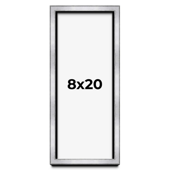 8x20 Shadow Box Frame Silver | 1.375 Inches Deep Real Wood Contemporary Shadowbox Display Frame |