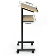 Audio-Visual Direct Lectern (45 H x 17 D x 23 L)- Modern Wood & Metal Podium Wheels -Beech/Black-