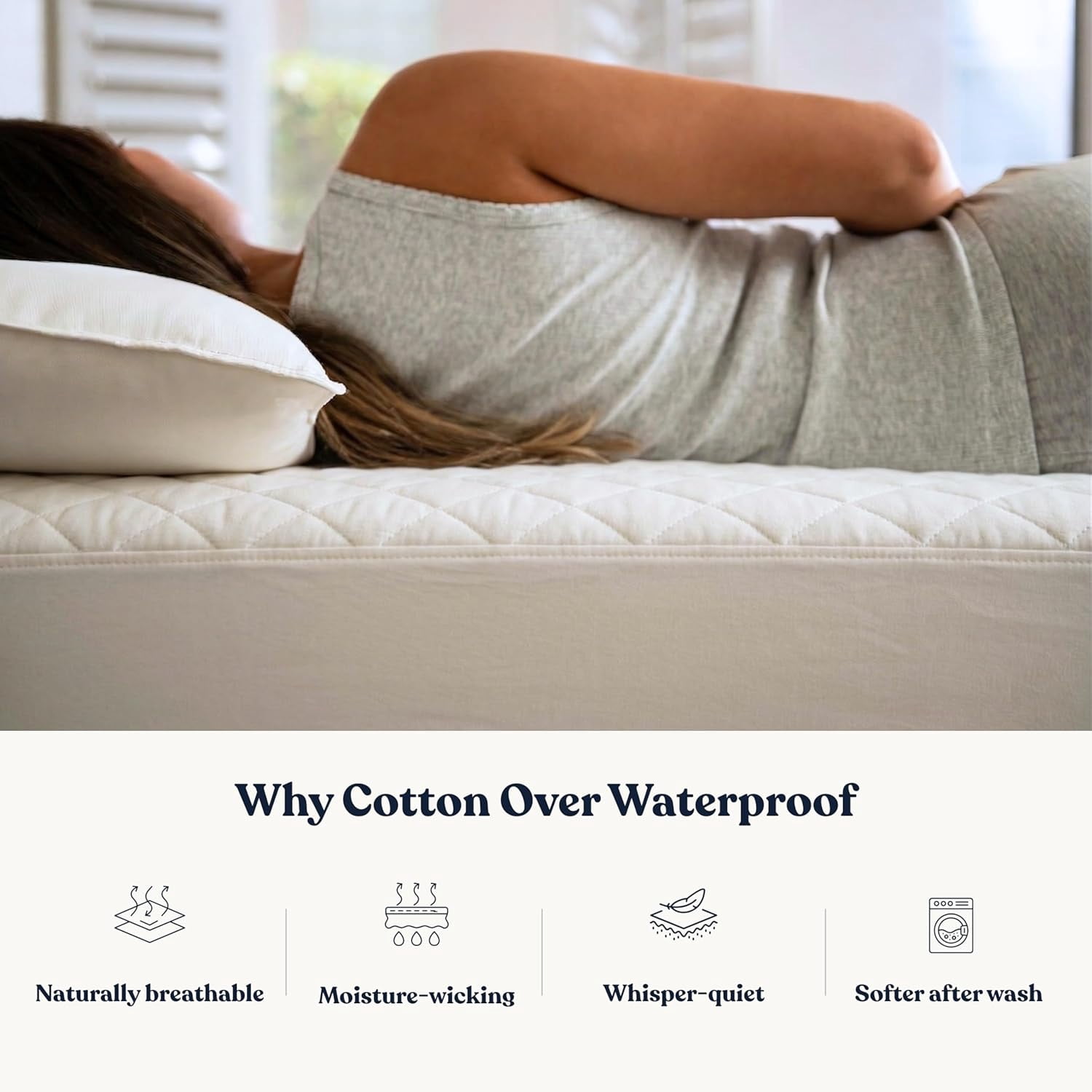 Delara Quilted Cotton Mattress Pad Cover, 100% GOTS Certified Organic Cotton Shell & Fill, 400TC, 300 GSM, 0.25" Cushioned Protection, Breathable, Machine Washable, Deep Pocket 18" - Queen 60"×80"