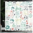thumbnail image 3 of Ambesonne Video Games Shower Curtain, Monochrome Gaming 90s, 69"Wx70"L, Pale Sage, 3 of 4
