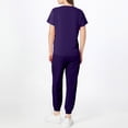 thumbnail image 4 of HAJWOH Purple Scrubs for Women Set Size1 Stretchy Nurse Uniform Short Sleeve V-Neck Scrub Top & Jogger Pant Solid Color Medical Scrub Sets with Multi Pockets Purple L, 4 of 5