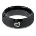 thumbnail image 2 of Tungsten Love You Heart Band Ring 8mm Men Women Comfort Fit Black Beveled Edge Brushed Polished, 2 of 4
