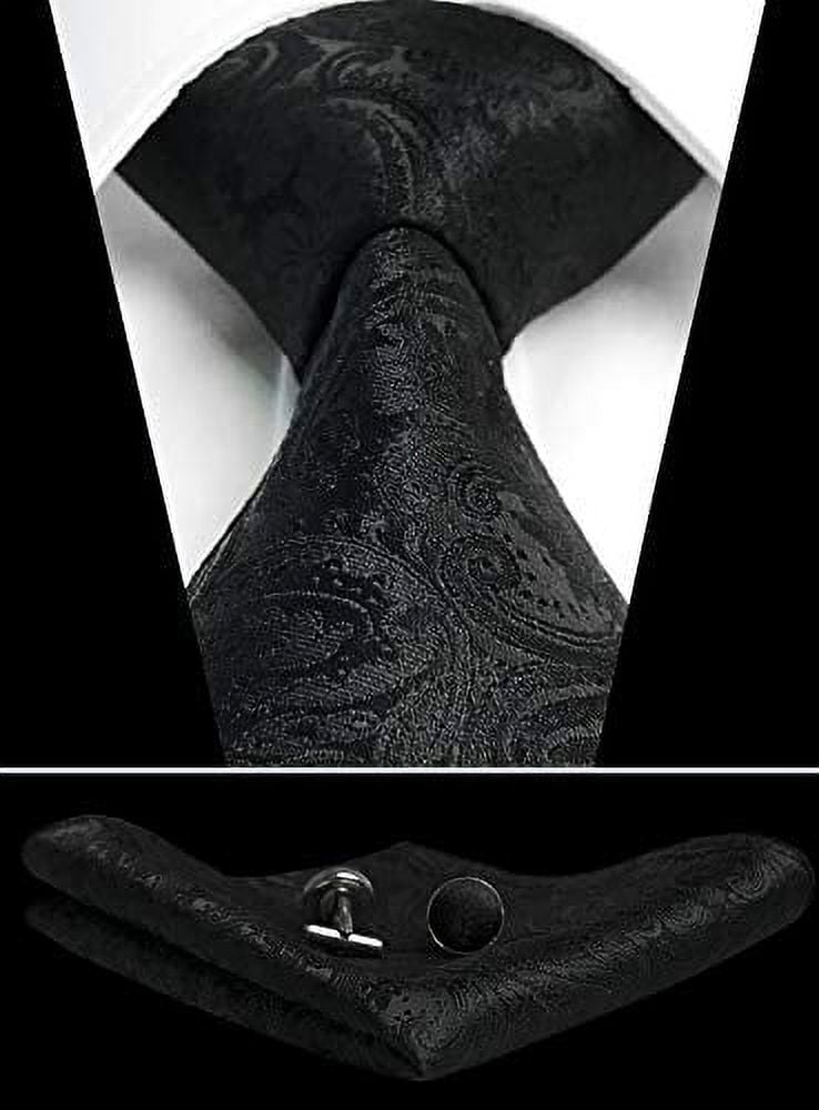 【GRANCY】　Button Design Necktie Black Decadence Paisley Necktie | Skinny, Knotty, Classic Widths