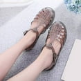 thumbnail image 2 of Women Jelly Mesh Ballet Sandals Low Heel On Comfortable Beach Shoes For Adult Summer Clear Hollow Ballerina, 2 of 9