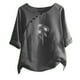 thumbnail image 1 of Blusas de Manga Corta para las Mujeres Impreso Cuello Redondo Camiseta, Top de Algodón de Imitación Casual para el Hogar Y Diario, 1 of 4