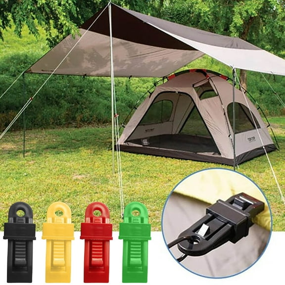 Fufafayo 4Pcs Tarp Clips, Tarp Clip, Heavy Duty Tent Clamp, Windproof Rope Fixing Clip, Adjustable Grip for Canopy, Awning, Rainfly, Outdoor Camping Gear, Durable Plastic Construction