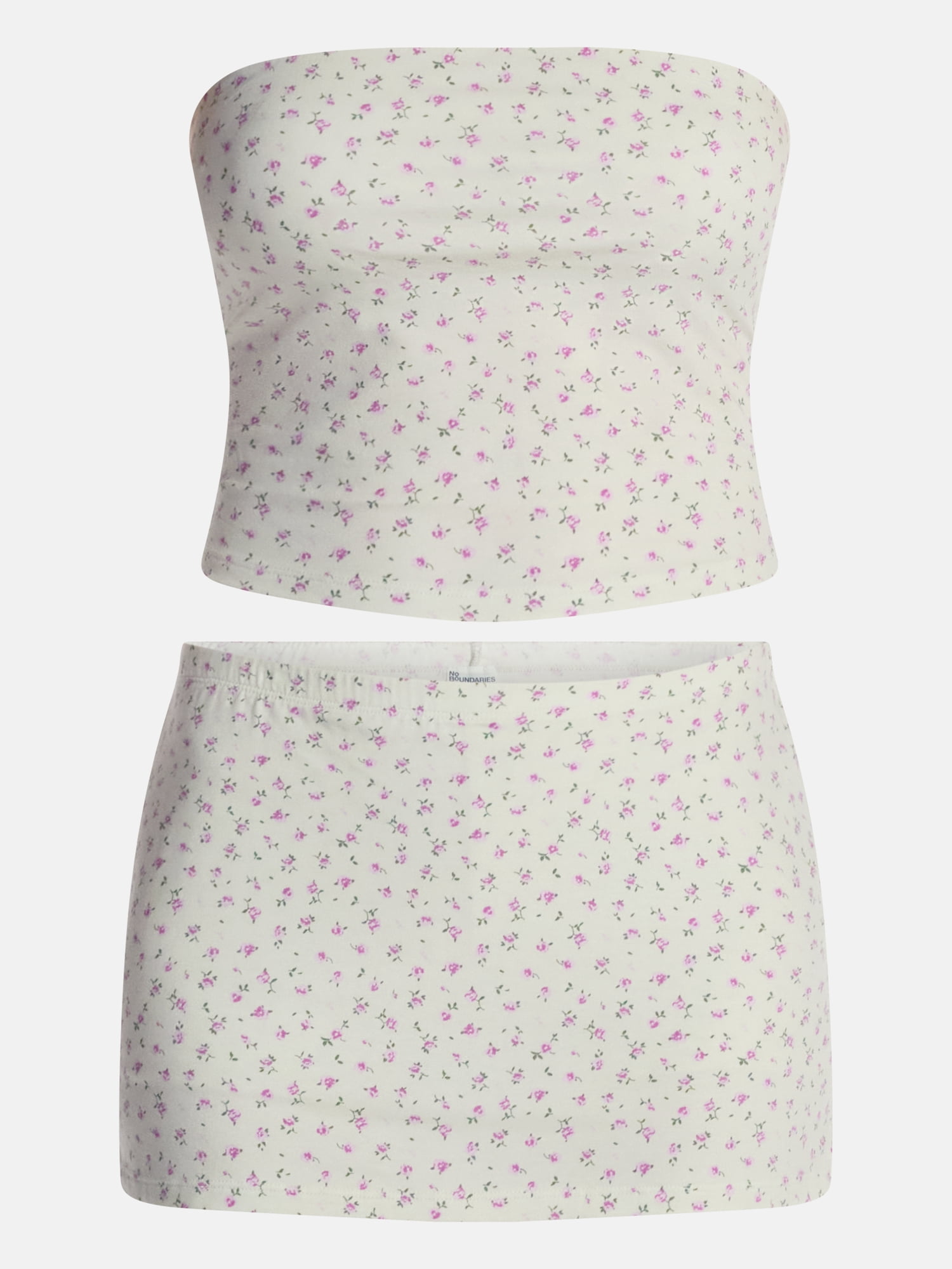 No Boundaries Sleepwear Tube Top and Skort Set from our Cloud Core Collection, 2 Piece, Women’s and Women’s Plus XXS-3X