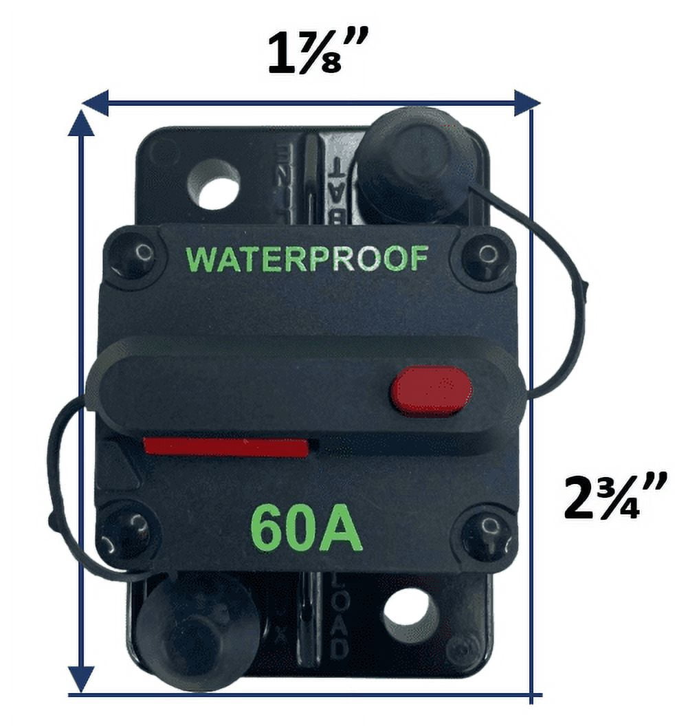 Pactrade Marine Boat Auto Battery Trailer RV Trolling Motor Bus High-Amp Circuit Breaker 12-42V DC Maximum Black Waterproof Manual Reset Button UL Rated Electrical Switch Mount Cover (60 Amp)