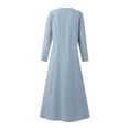 thumbnail image 5 of FAFWYP Long Sleeve Dresses for Women, Casual Flowy Long Maxi Sundresses Solid Color Round Neck Cotton Linen Dress Swing Dress with Pockets on Clearance, 5 of 5