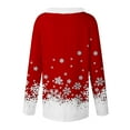 thumbnail image 5 of Honeeladyy Christmas Shirts for Women Fall Fur Collar V Neck Long Sleeve Going Out Tops Snowflake Wine Glass Print Sweatshirt New Year Gift Red L, 5 of 5
