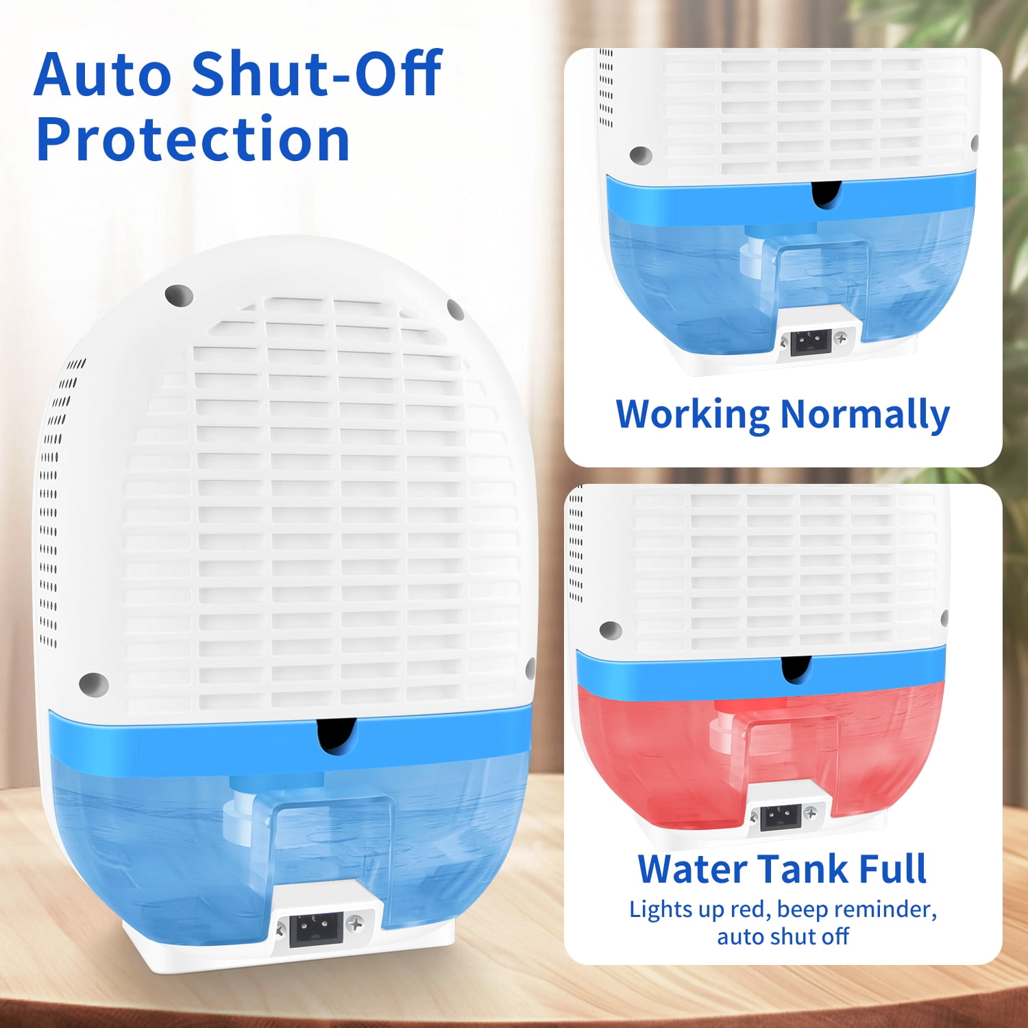 2-Pint Dehumidifier for Room Home with Drain Hose,HopePow Ultra Quiet 1,000 Sq. ft Coverage Area Energy Saving Efficiency Portable Dehumidifier for Bedroom,Small Room,Home