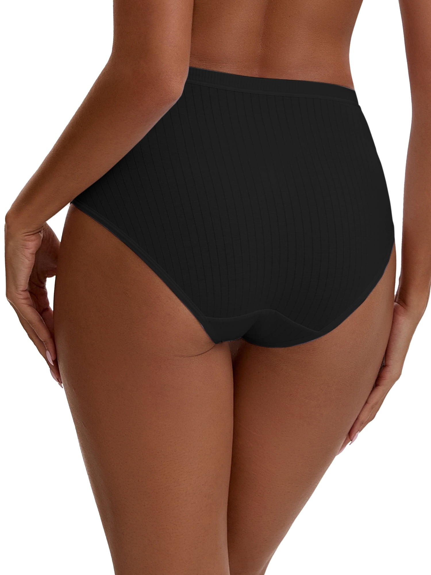 Unique Bargains Women's Cotton High Waist Tummy Control Briefs XL Black