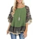 thumbnail image 1 of VISgogo Blusa de media manga para mujer, tops holgados de cuello redondo con estampado floral de leopardo, camisa informal de estilo simple VISgogo moda, 1 of 6