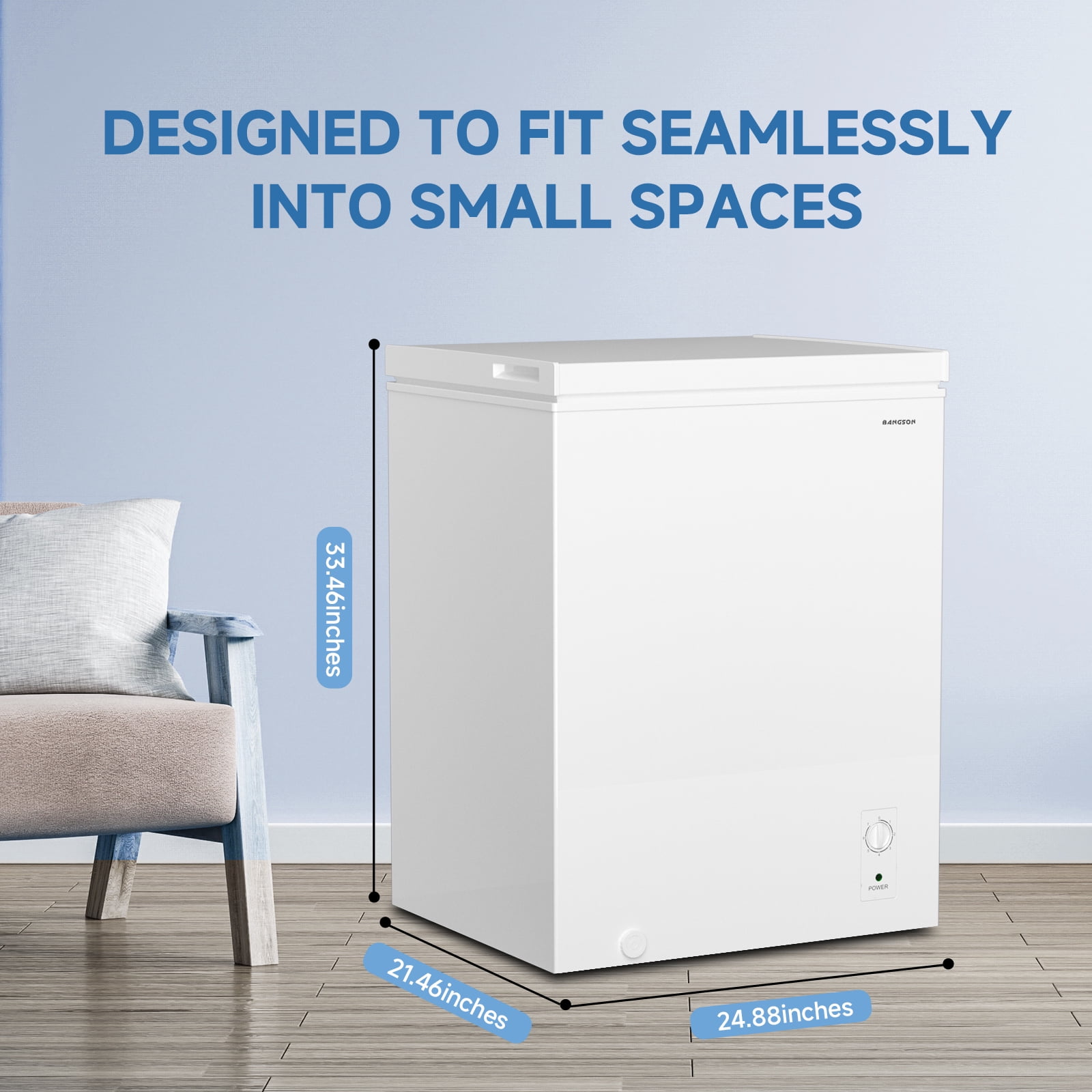 BANGSON Chest Freezer, Deep Freezer 5.0 Cu. Ft with Removable Basket, Adjustable Thermostat Mini Freezer, Ideal for Apartment/Kitchen/Office