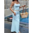 thumbnail image 6 of Womens Y2K Knit Halter Neck Beaded Skirt Set Retro Two Piece Outfit for Party Casual Streetwear Blue XL, 6 of 9
