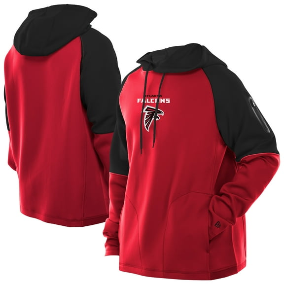 Men's New Era Red Atlanta Falcons Combine Authentic Color Block Raglan Pullover Hoodie