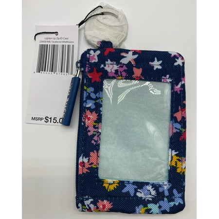 Vera Bradley Cotton Lighten Zip ID Case Scattered Wildflowers New with Tag