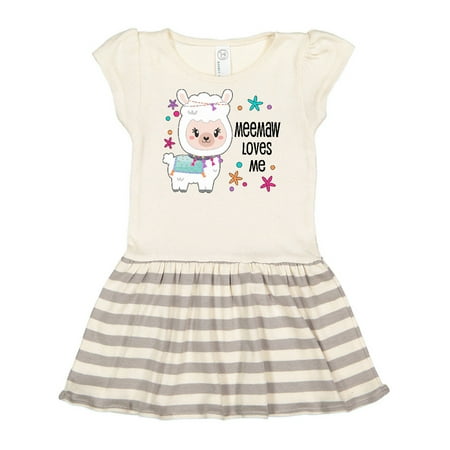

Inktastic Meemaw Loves Me- cute and happy llama Gift Toddler Girl Dress