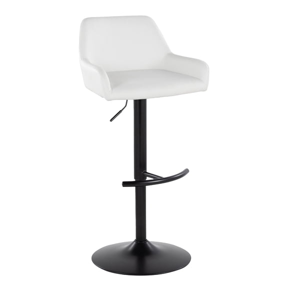 Silver Orchid Galotti Adjustable Bar Stool with Rounded T Footrest (Set of 2) White Faux Leather/Black Metal