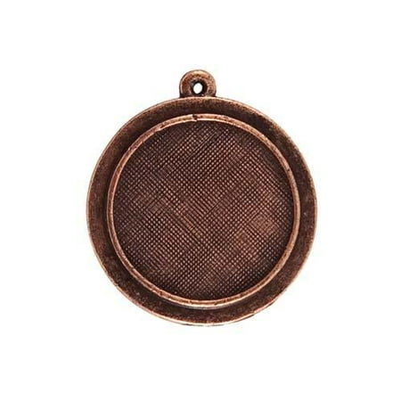 Nunn Design Antiqued Copper Plated Pewter Circle Raised Bezel Pendant 3/4 Inch