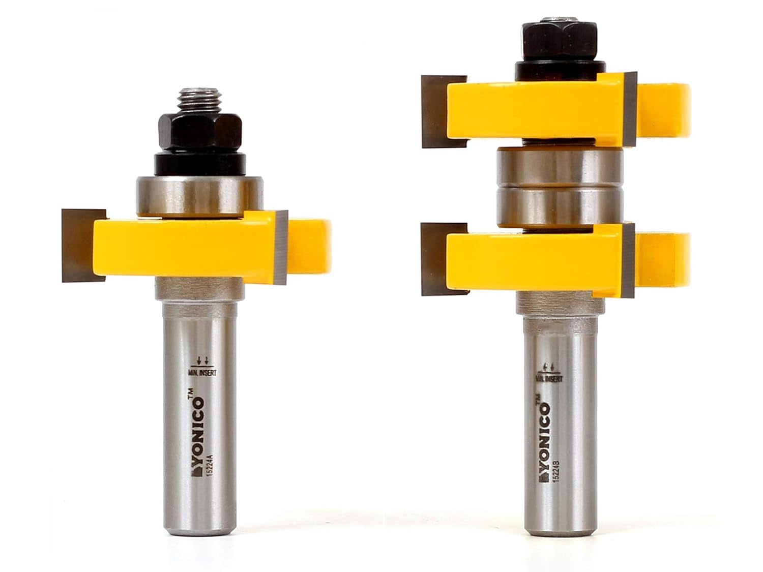 Tongue & Groove Router Bit Set - 1-1/2" Stock - 1/2" Shank - Yonico 15224