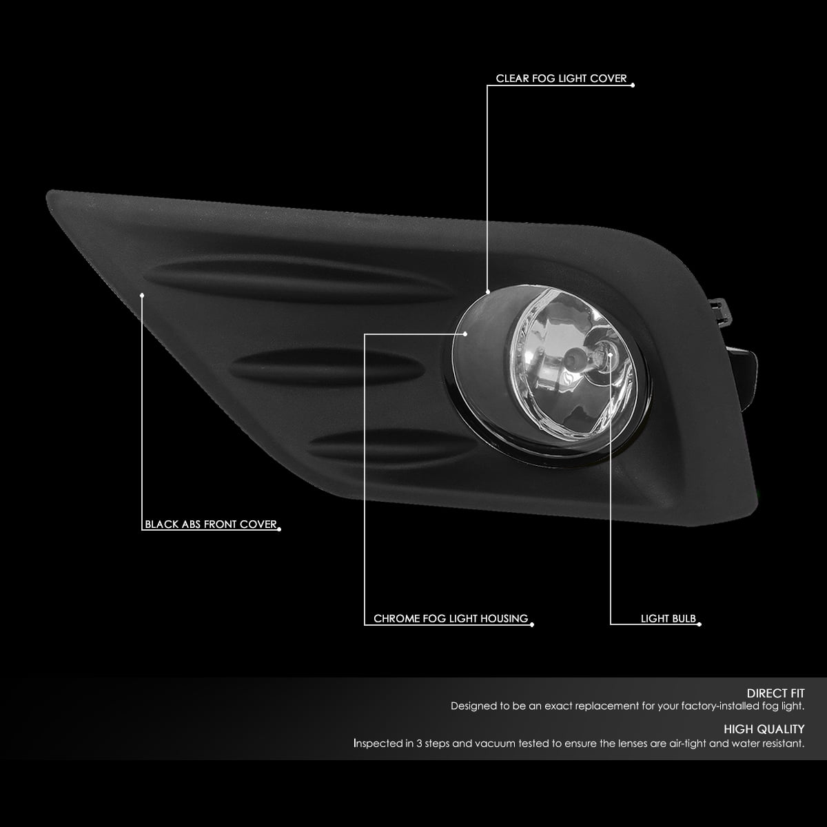 DNA Motoring FL-ZTL-302-CH For 2016 to 2018 Nissan Altima 4-Door Pair Clear Lens Front Driving Fog Light Lamps w/Bezel Cover+Switch 17