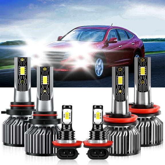 VEHIFOMO LED Headlight   Fog Light Bulbs Combo 6500K Compatible for Honda Accord Crosstour 2010-2011