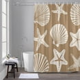 thumbnail image 4 of Beige Coastal Shower Curtain for Bathroom, Starfish Shell Ocean Nautical Waterproof Cloth Fabric Bathroom Accessories Set with 9 Rust Proof Plastic Hooks, 36"x72", 4 of 9