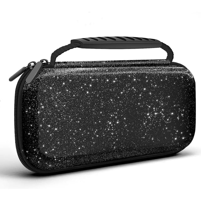 Negro - Estuche de transporte brillante de 1 pieza compatible con Nintendo Switch