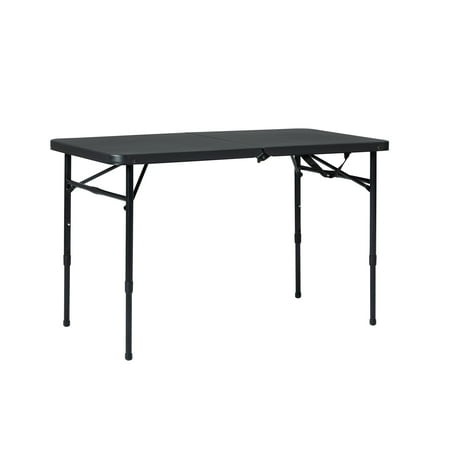 mainstays 40"l x 20"w plastic adjustable height fold-in-half folding table, rich black