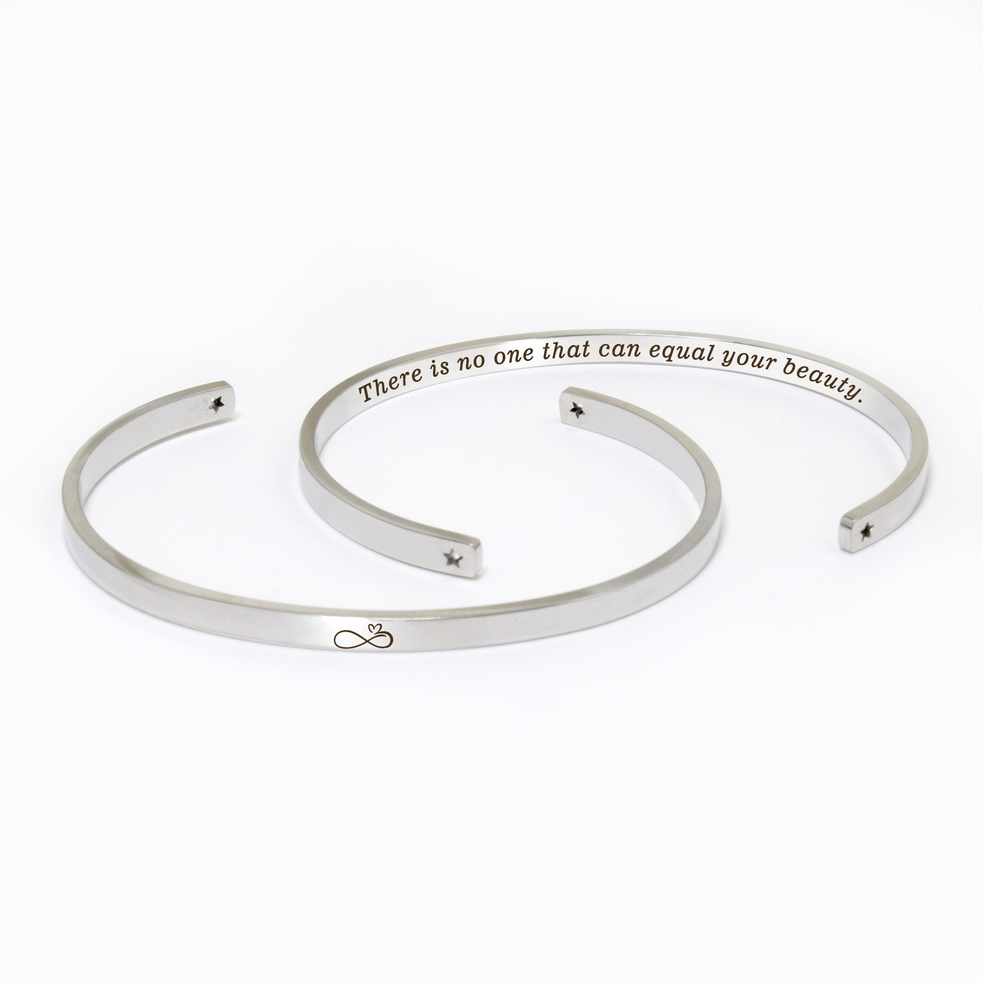 "There is no one…" Adjustable Silver Stainless Steel Cuff Bangle Mother's Day Gift Set