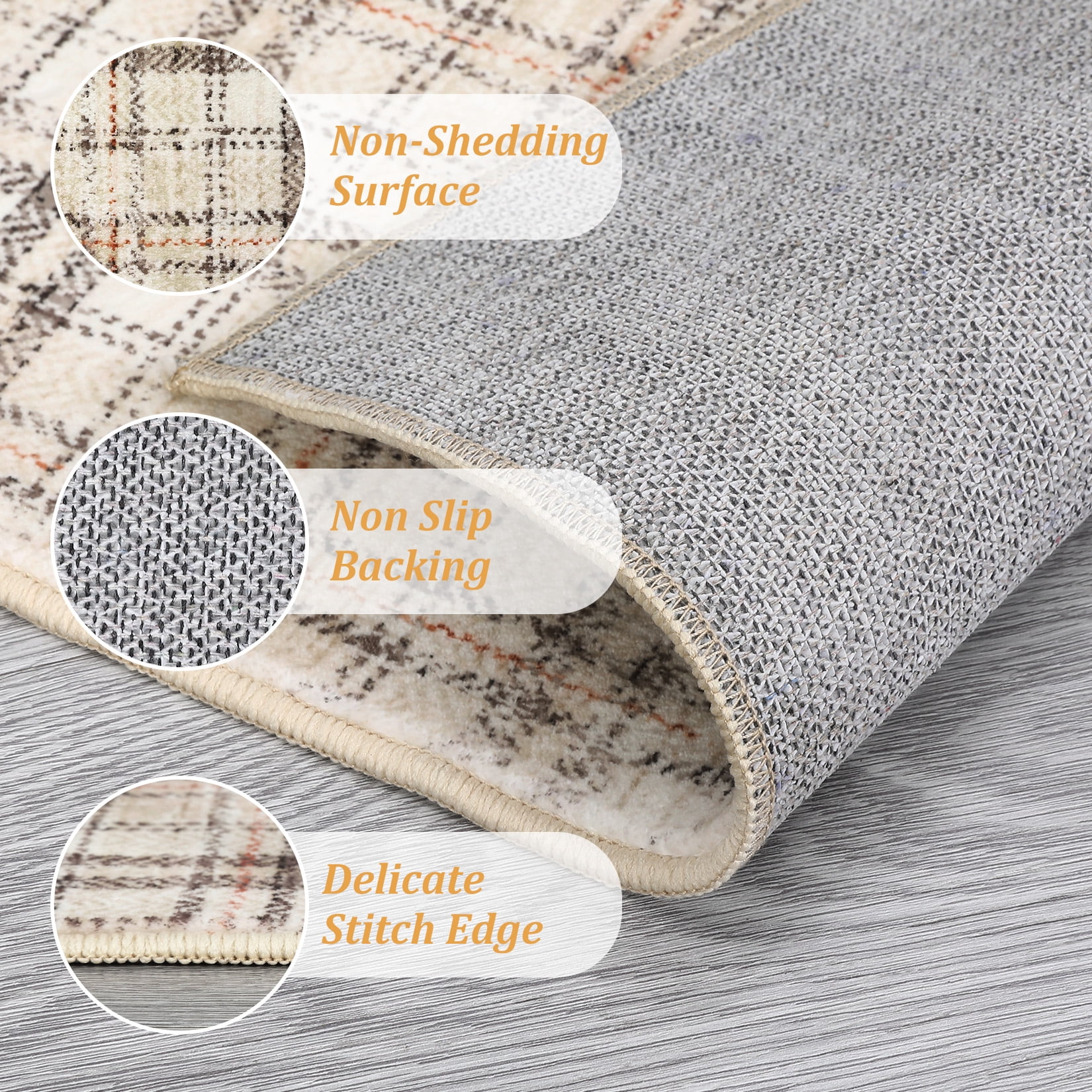 HOMERRY 10' x 13' Area Rug for Living Room Washable Bedroom Plaid Geometric Carpet, Brown/Beige