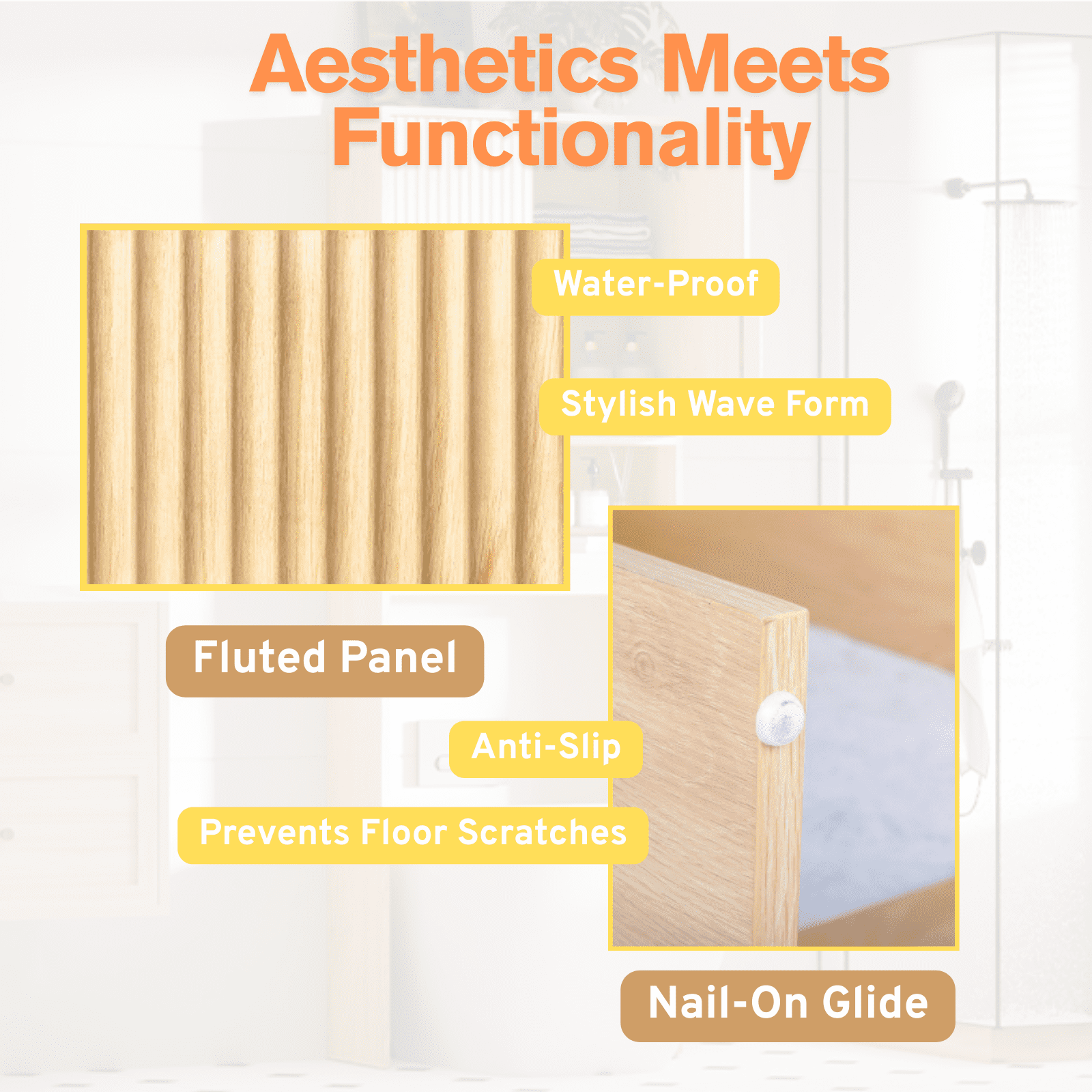 Ktaxon Fluted Over the Toilet Bathroom Storage Cabinet  with 2 Doors & 3 Storage Shelves Space Saver, Oak