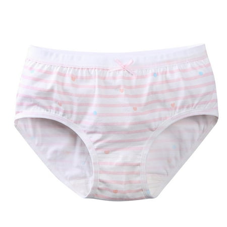 ZACPNCV Girls Breathable Cotton Brief Kawaii Schoolgirl Panties Anime Underwear Cute Panty Brief Medium Waist Underpants Pink 8-9 Years